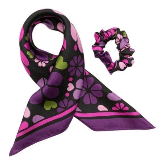 KATE SPADE Spade Clover Patchwork Silk Convertible Hair Tie & Bandana NWT - Picture 2 of 10